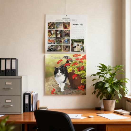 Кошки в деревне 2026 Календарь 12 месяцев с января по декабрь Ежемесячный Еженедельный Планировщик