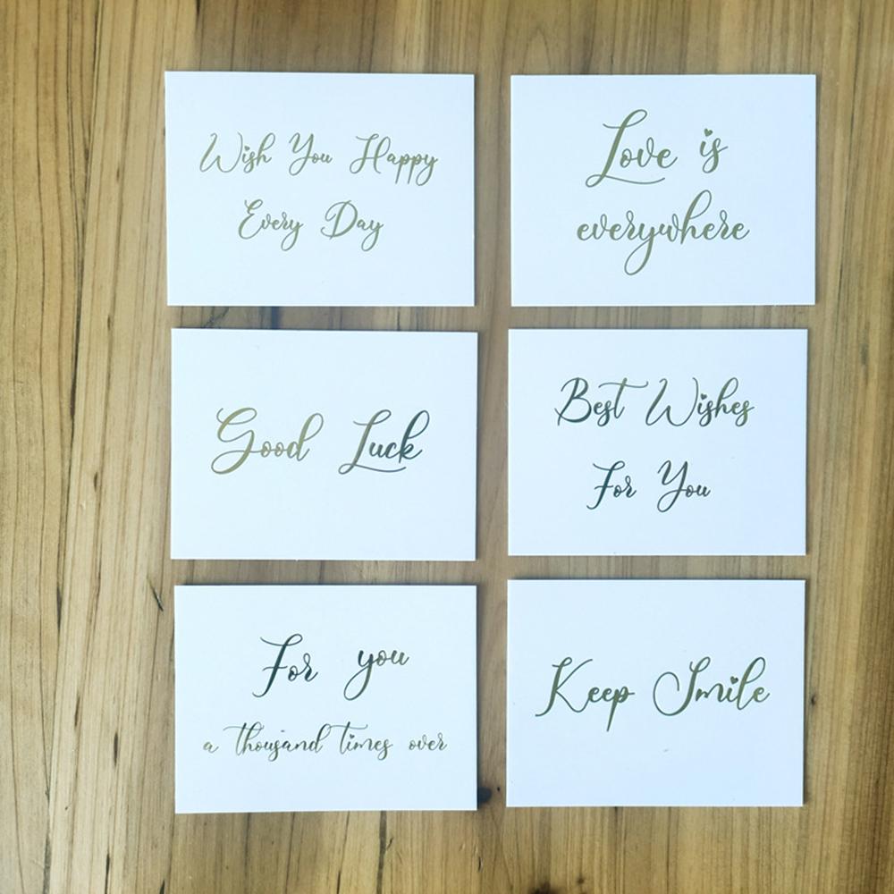 Happy Birthday Wedding Party White Greeting Card Handwriting Message Cards Gold Stamping Thank You