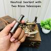 Nautical Brass Working 12.7 cm Sextant With Two Telescope, Maritime Navigational Instrument With wooden box Christmas Fathers Gift
