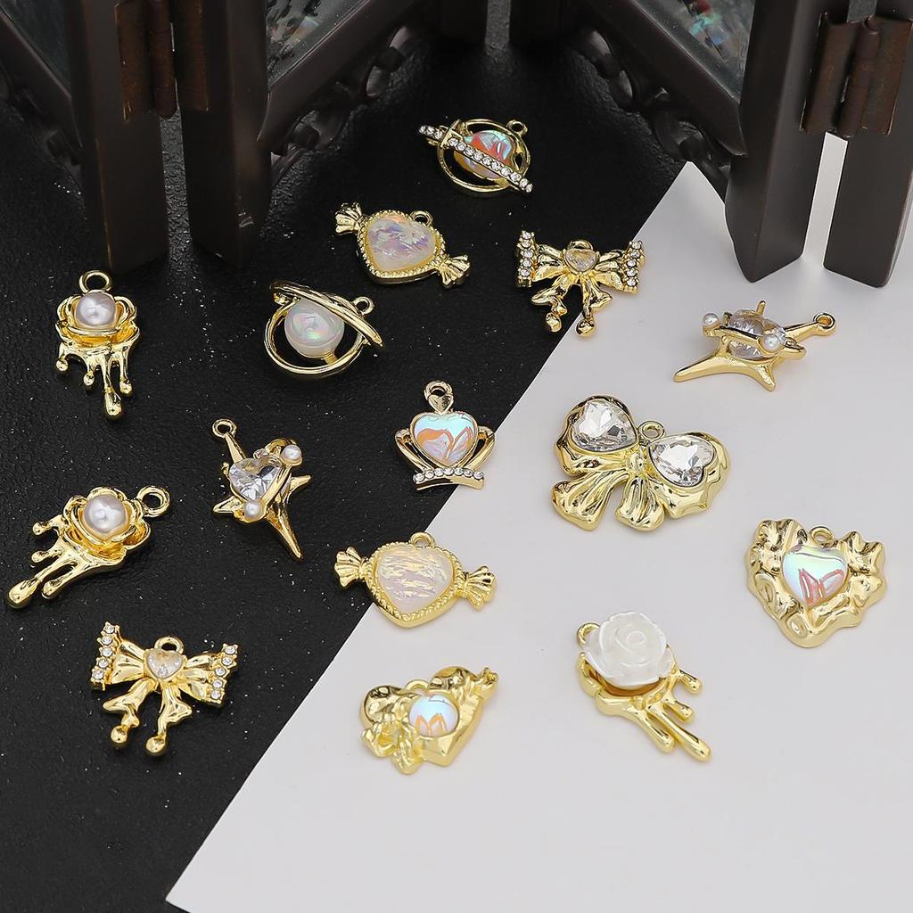Золотой/серебряный цвет сплава Алмазное сердце роза бабочка кулон для изготовления ювелирных изделий DIY ожерелье браслет серьги