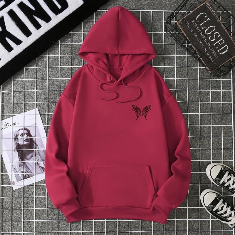 In The Future Dark Black Butterfly Creative Design Hoodie For Male Hip Hop Fleece Hoody Fashion Streetwear Pocket Tops