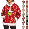 Women's Christmas Casual Fleece-Lined Hoodie With Long Sleeves And Pockets Sweatshirt Top