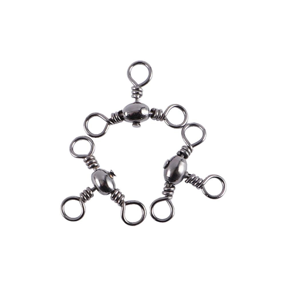 Barrel Stainless Steel 3 Way Swivel Ring Fishing Swivel Fishing Line Connector Rolling Solid Ring