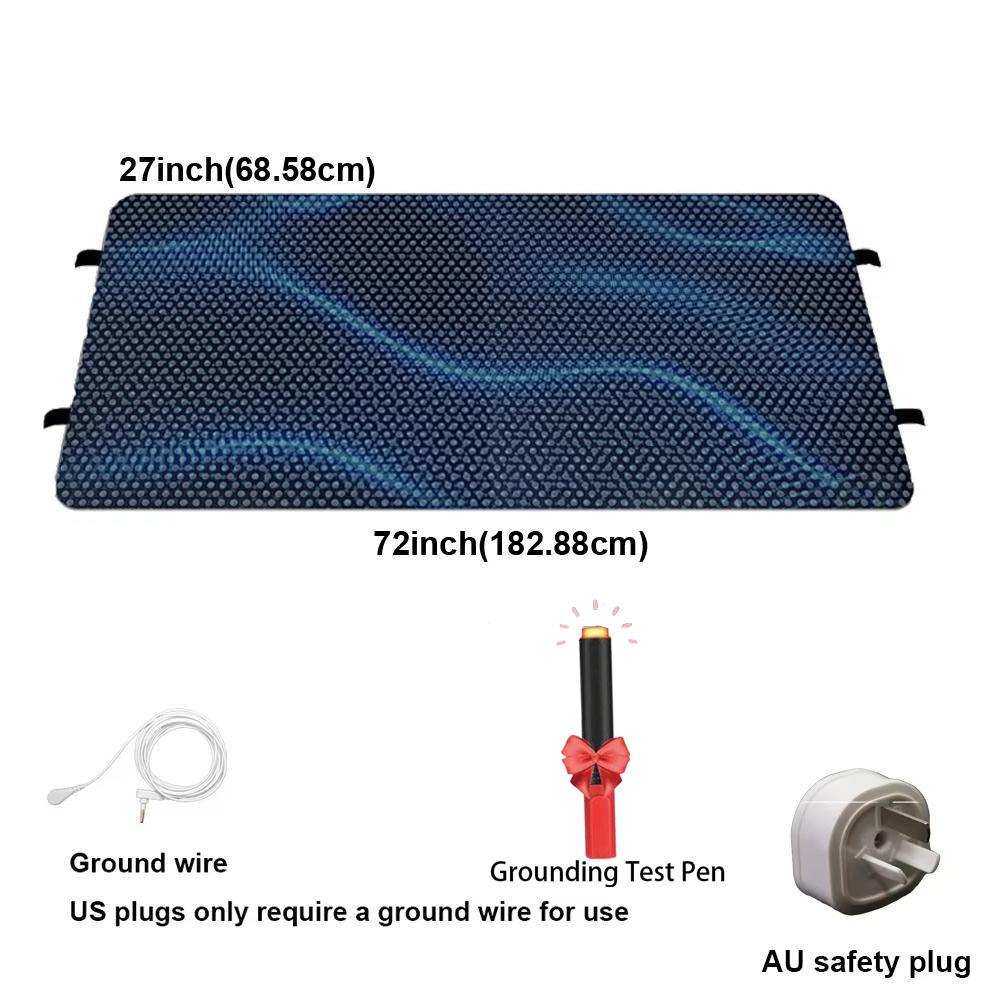 Заземляющий коврик для кровати, заземляющие простыни с заземляющим шнуром и тестером (Черный, Калифорния Кинг)