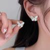 925 Silver Needle Zircon Mint Green Butterfly Stud Earrings For Women Party Classic Fine Jewelry Light Insect Accessories