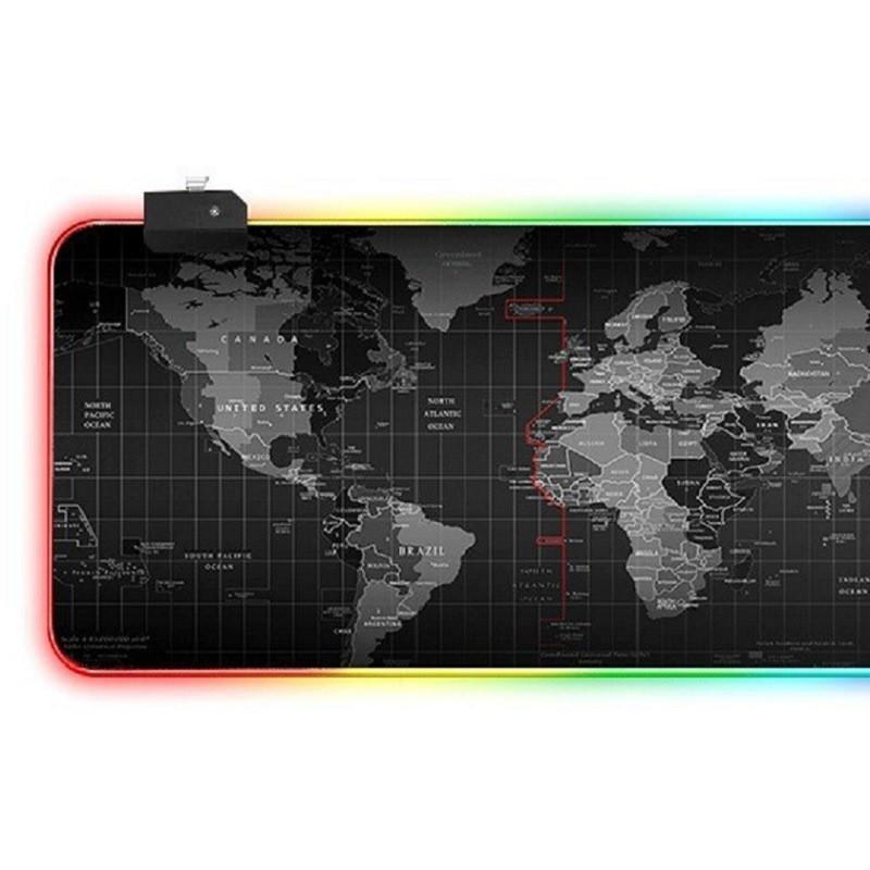 RGB Светящийся Игровой Коврик для Мыши - Большой, Толстый, Светодиодный Резиновый Настольный Коврик с Узором по Краю