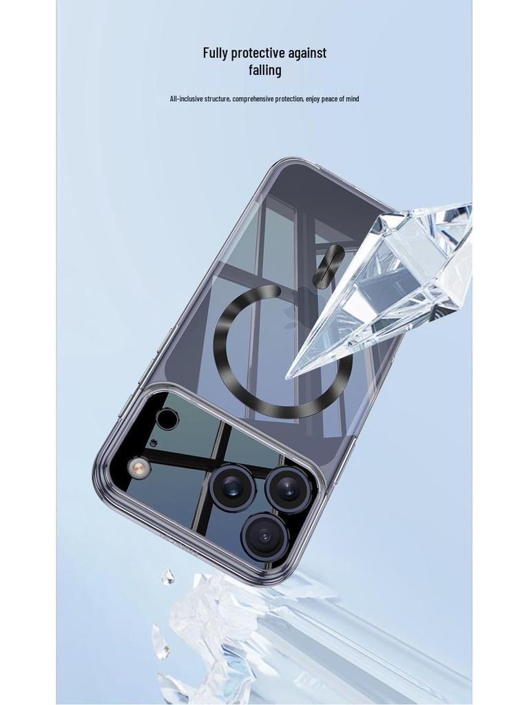 Прозрачный чехол MagSafe для iPhone 17 Pro/Pro Max - Не желтеющий и гальванизированный