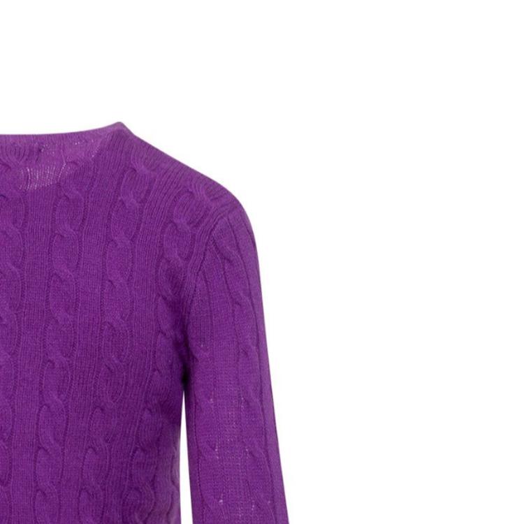Polo Ralph Lauren FW23 однотонный свитер крупной вязки с длинным рукавом женский свитер фиолетовый 211910421-014