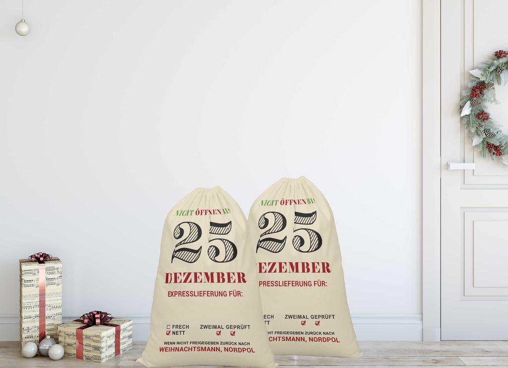 Printtoo Упаковка из 2 специальных рождественских мешков с завязками, очень большого размера, для многоразового хранения рождественских подарков, 27x20 дюймов