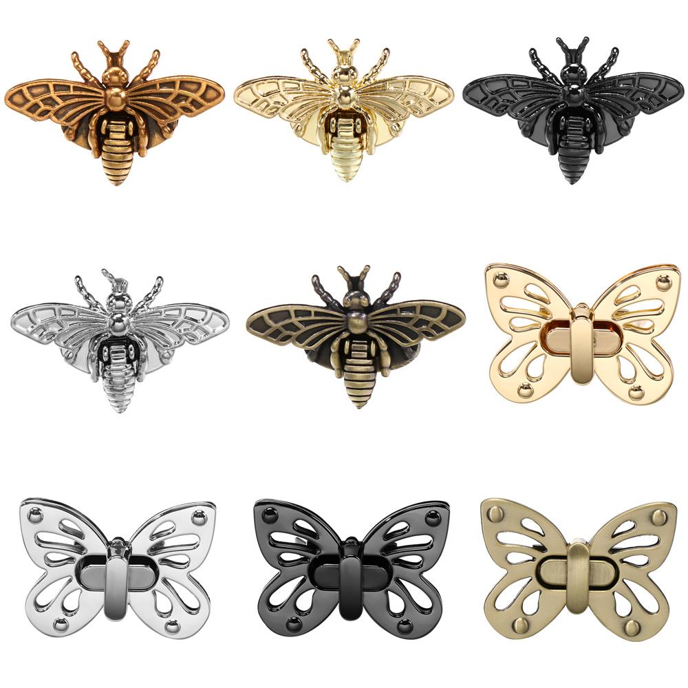 Fashion Handbag Purse Leather Craft Retro Turn Lock Bag Clasp Hardware Bee Shape Metal Buckles