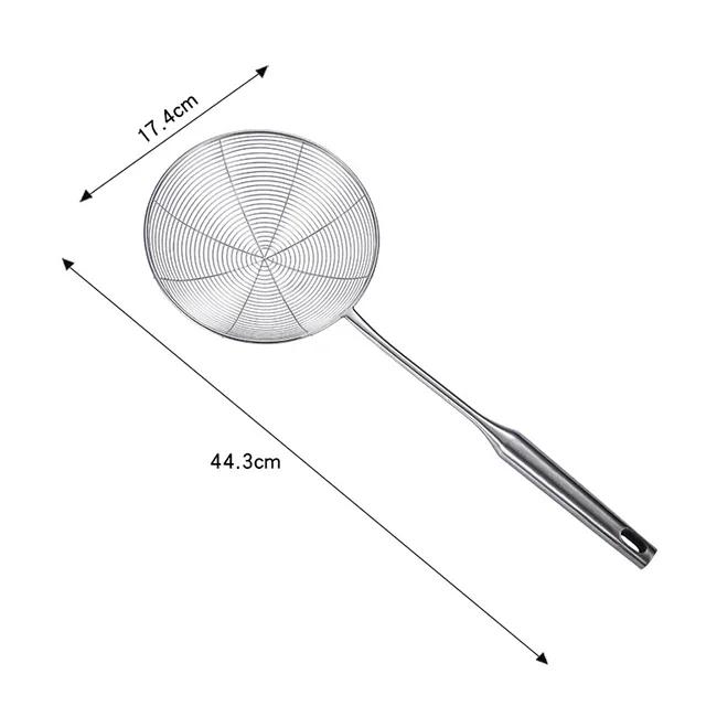 Stainless Steel Kitchen Strainer, Skimmer Ladle for Cooking & Frying, Wire Mesh Spoons with Long Handle