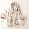 2024 Soft Bali Yarn Cotton And Hemp Texture White Small Flowers Fashion Decoration Tourism Sunscreen Shawl Silk Scarf For Women