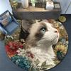 Круглый ковер с изображением кошки в цветах, Ковер для гостиной, спальни, дивана, игровой комнаты, Нескользящий коврик для пола