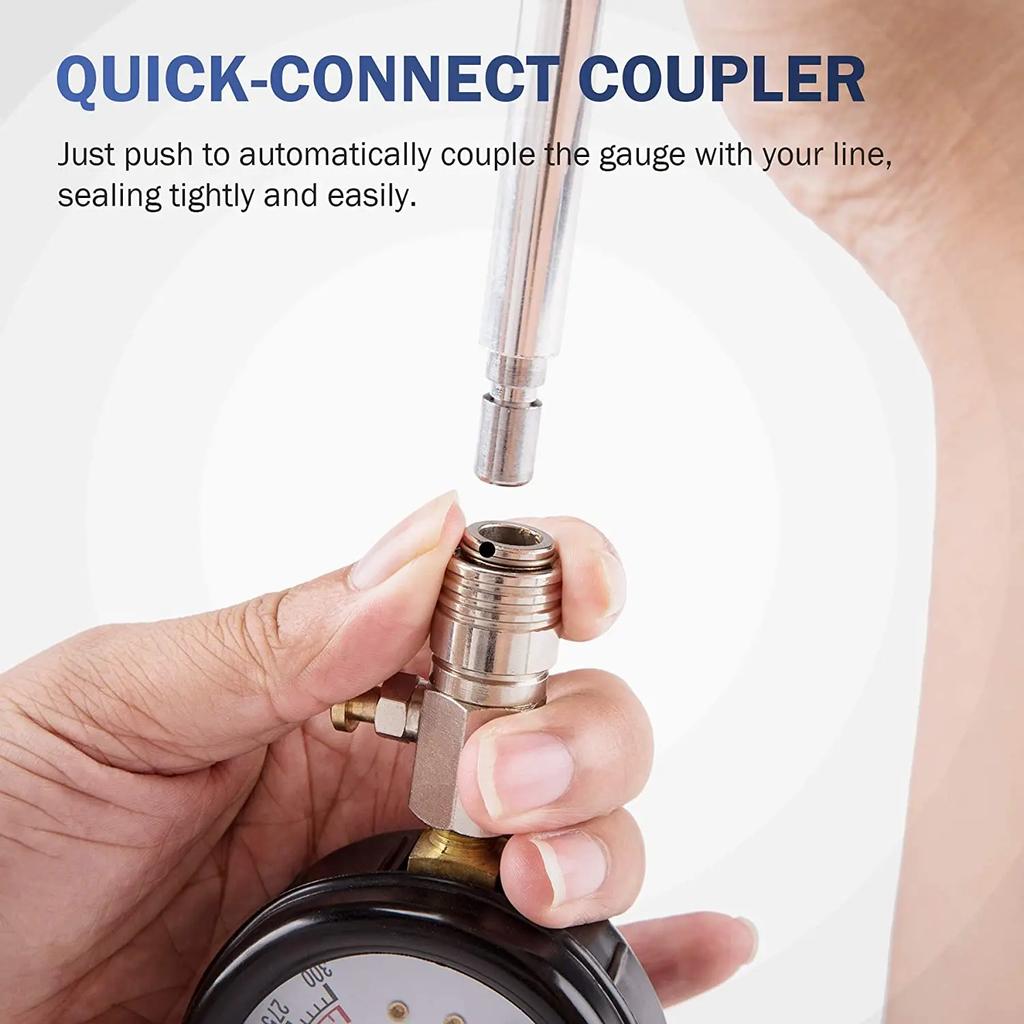 8 шт. Набор тестера компрессии цилиндров бензинового двигателя 0-300 фунтов на кв. дюйм, Манометр для проверки давления в цилиндрах с адаптером