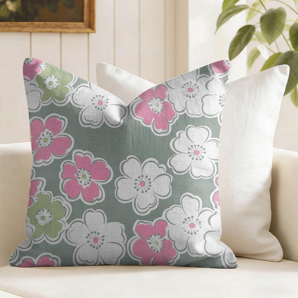 Simple and elegant flowers Cushion Cover Natural Linen Pillow Cover DoubleSided Print Cushion Cover for Sofa Home Decor