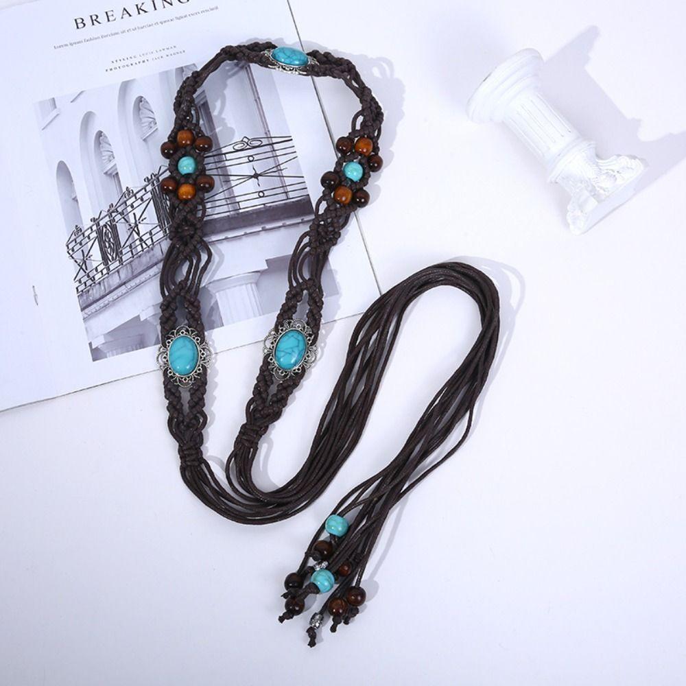 Versatile Woven Belt Ethnic Style Dress Chain Waist Dress Accessories Braided Waist Belt  Women