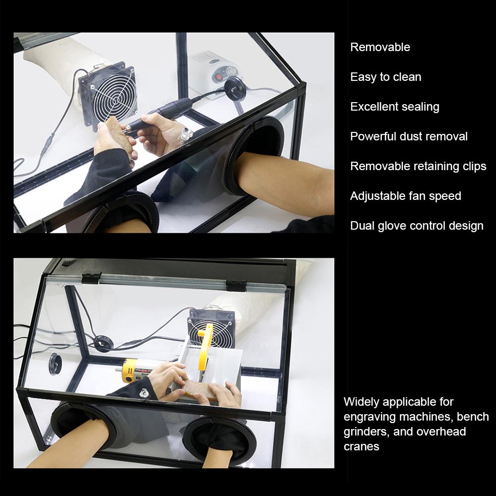 Polishing Dust Box Grinding Dust Enclosure with Glove Holes Desktop Dust Collector Removable Dust-proof Cabinet for Engraving