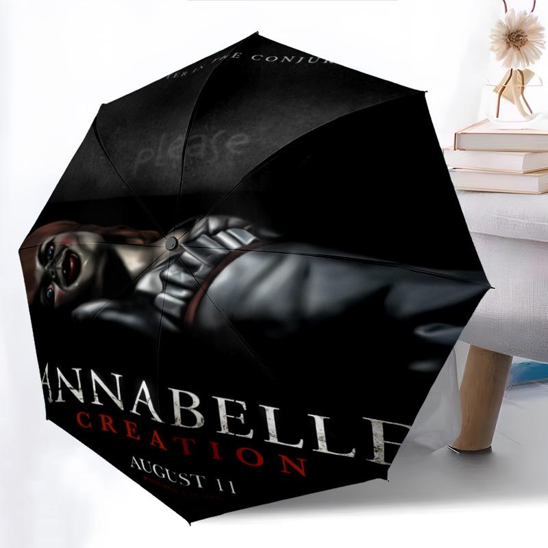 Creepy Doll Haunts Scream Fest Folding umbrella Suitable for all seasons Portable travel Sun umbrella Gift