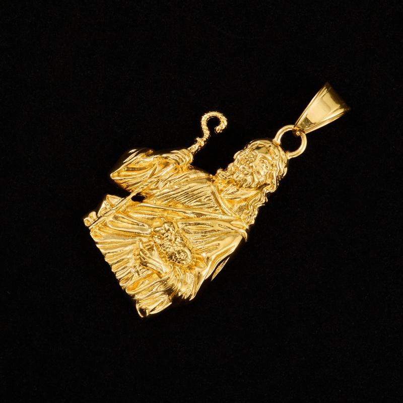1pc Elegant Simple 316L Stainless Steel Jesus Shepherd Seris Pure Gold Color Plated Necklace Pendant Women Man Christmas Jewelry