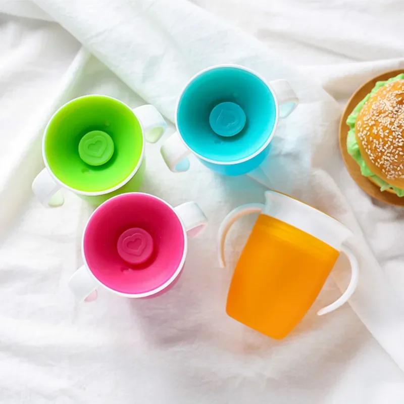 360 Degrees Can Be Rotated Baby Learning Drinking Cup with Double Handle Silicone Drinking Cup Anti-Choking Drinking Cups