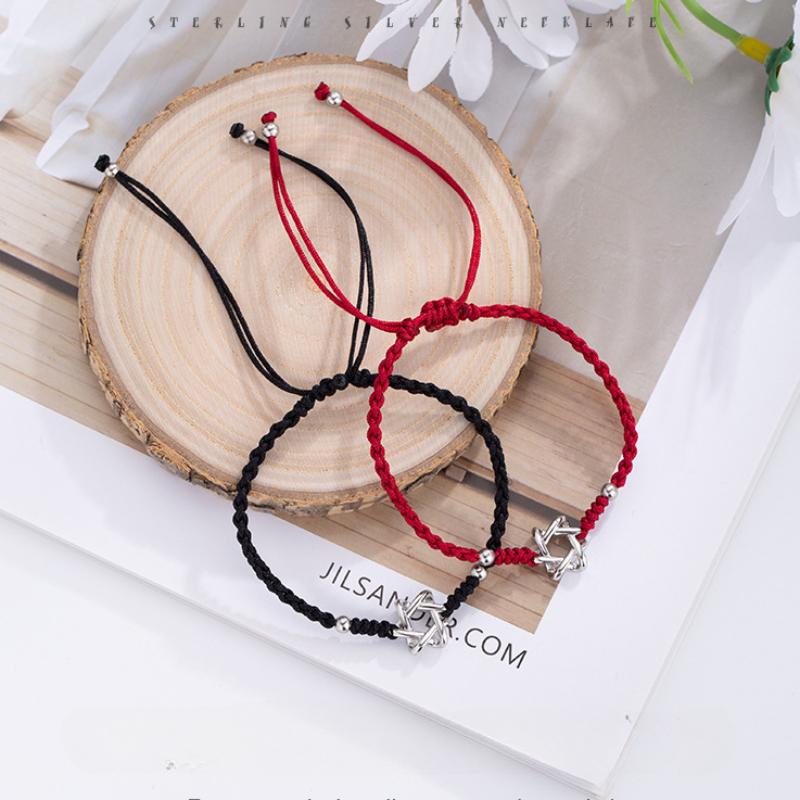 Браслет из красной нити со Звездой Давида для женщин, счастливый амулет, браслет-шарм Маген Давид, ювелирные изделия с платиновым покрытием, рождественские подарки