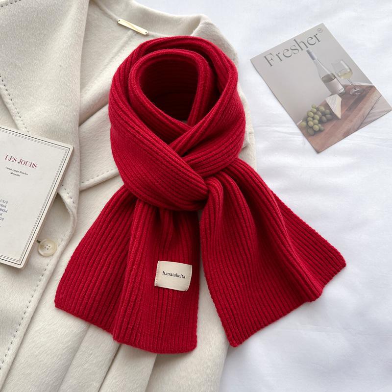 Natal Year Red Scarf Women's Winter New Korean Version Premium Christmas Warm Thickened Wool Scarf Tide
