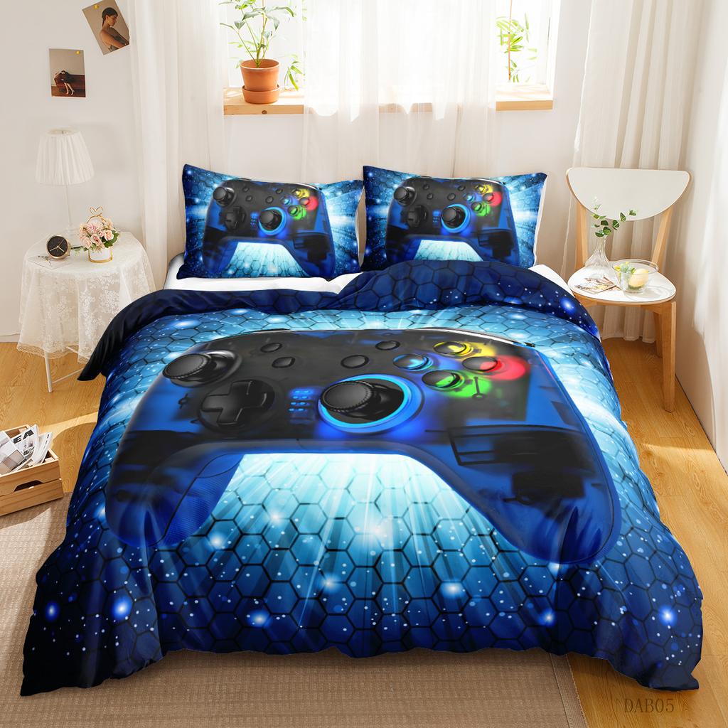 Teens Video Games Comforter Duvet Cover King Gamepad Controller Bedding Set Youth Game Bedding Set 2/3pcs Polyester Quilt Cover
