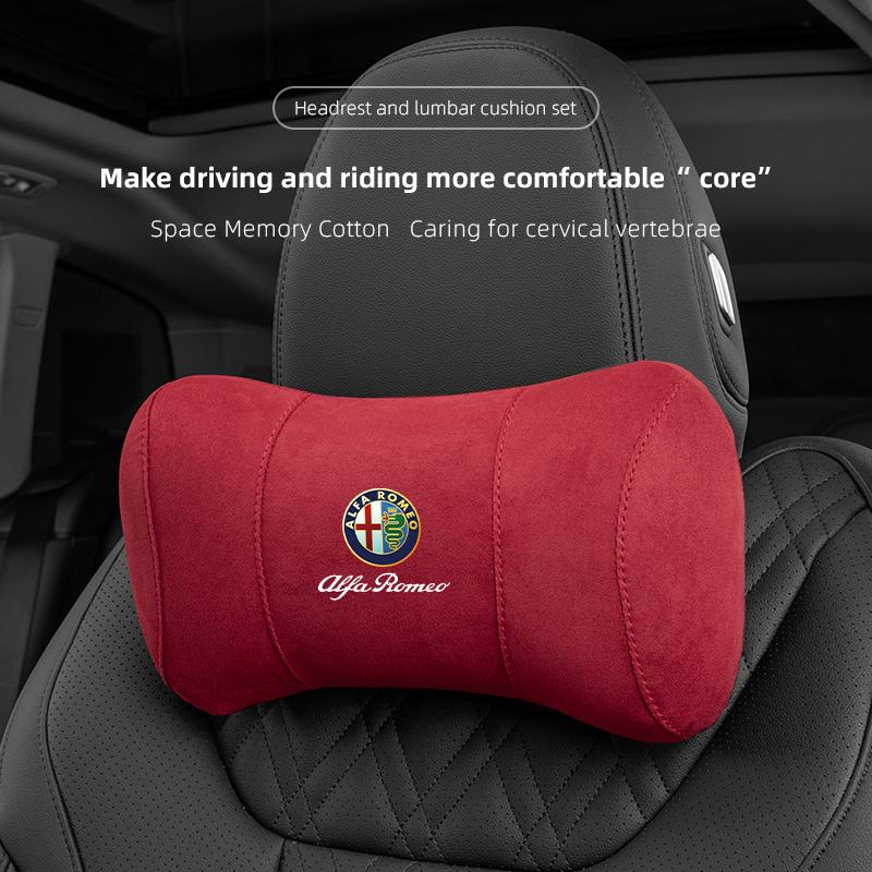 GLSRA1 Автомобильная подушка-подголовник для сиденья Alfa Romeo, замша, пена с эффектом памяти, подушка для шеи, аксессуары для интерьера для Spider 4C 159 Giulia Giulietta Tonale