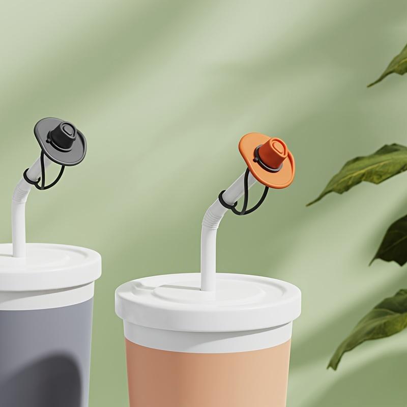 4 шт. Милые силиконовые колпачки для соломинок в виде ковбойской шляпы - Многоразовые, пищевые декоративные крышки для чашек и напитков, совместимые со соломинками 10 мм, идеально подходят для дома