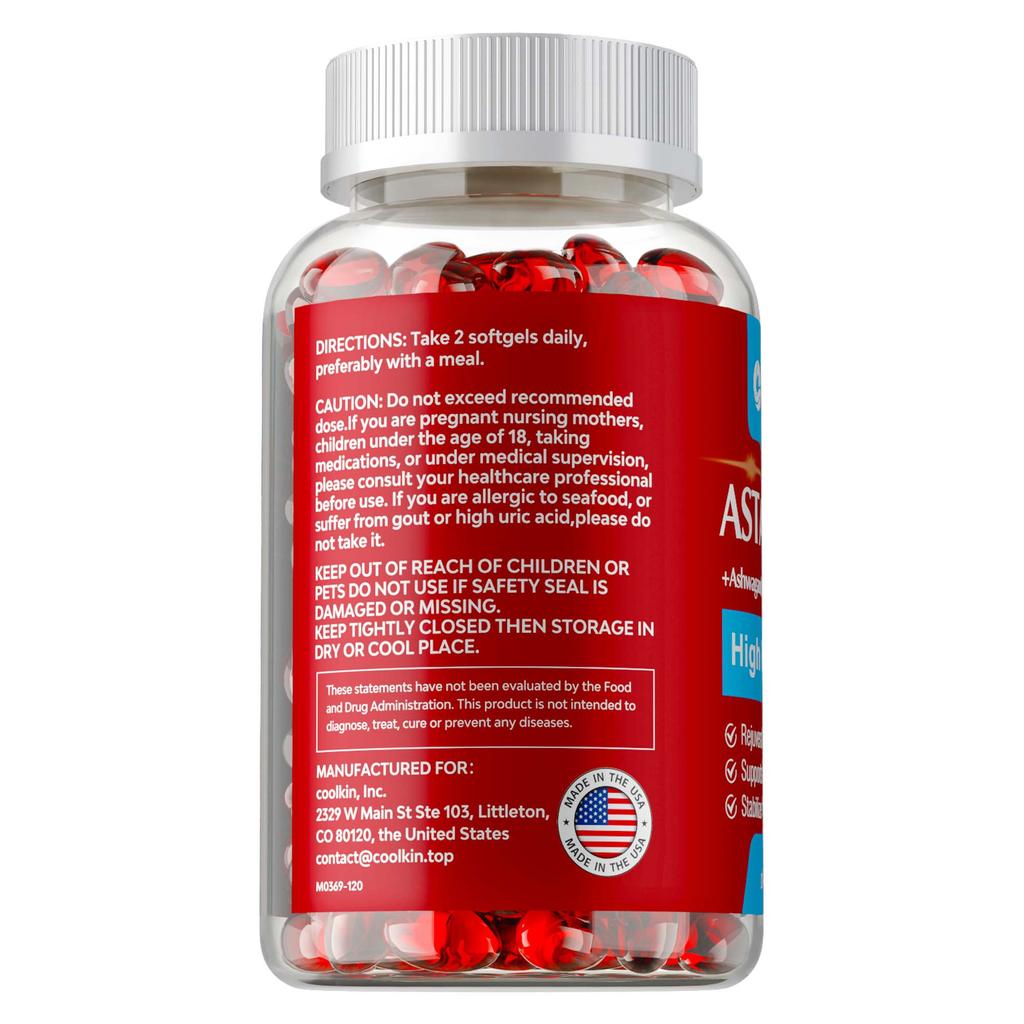 Astaxanthin 24mg-Ashwagandha,Grape Seed Oil-Vision Health,Heart & Joint Support