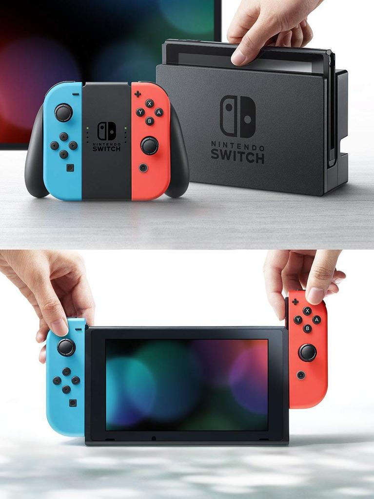 Восстановленная консоль Nintendo Switch с промо-предоплаченными Joy-Con неонового синего и неонового красного цвета (L) (р) (Нет номера)