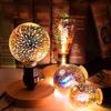Novelty 3D Fireworks Effect Vintage Edison Lamp E27 110V-220V Holiday Decoration Lights A60 ST64 G80 G95 G125 Christmas Party Home Decor