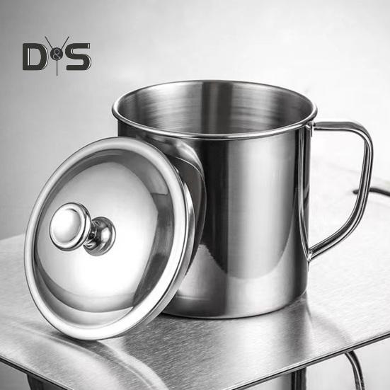 Стакан для воды из нержавеющей стали с ручкой-крышкой, кружка для горячих и холодных напитков для кемпинга, пикника, барбекю, устойчивый к коррозии, легкоочищаемый, одностенный, воздушный, пивной стакан