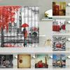 London Architecture Street View Shower Curtains Lovers Big Ben Red Telephone Box Bridge Waterproof Fabric Bathroom Decor Curta