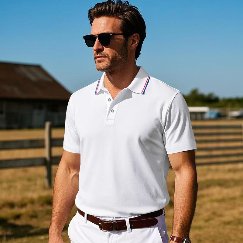 Летняя сетчатая мужская рубашка-поло повседневная быстросохнущая футболка с коротким рукавом мужская однотонная майка