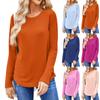 Women's Fashion Solid Color Round Neck Long Sleeve T-shirt Casual Autumn Tops