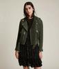 Classy Handmade Green Women's Genuine Soft Pure Suede Leather Jacket Biker Casual