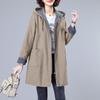 Women's Plus Size Long Hooded Jacket Plus Size Casual Zipper Jacket Mid-length Women's Jackets