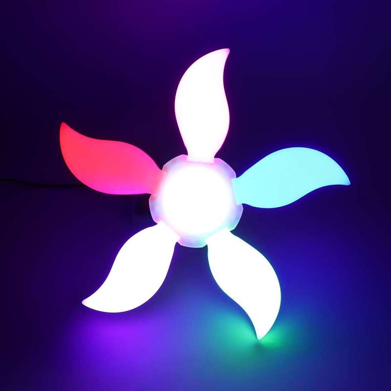 75 Вт, 140 светодиодов, 5-створчатый складной деформируемый светильник для гаража, 4800 лм, E27, в форме вентилятора, потолочная лампа для мастерской