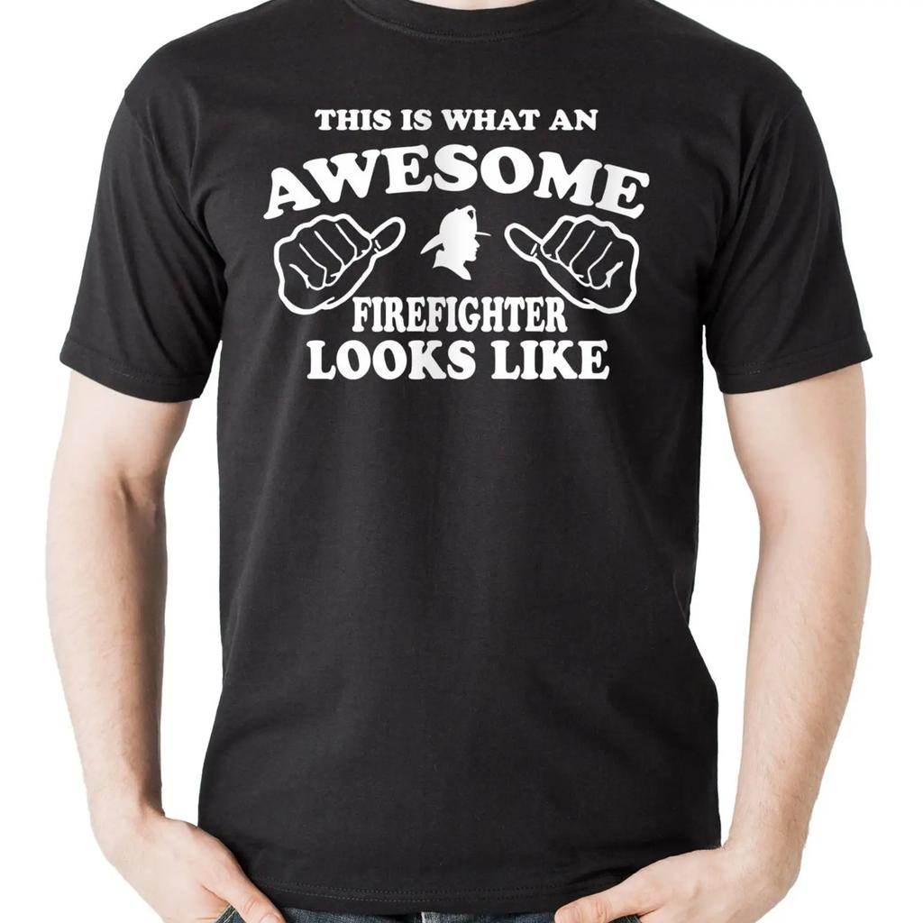 Awesome Firefighter T Shirt 100 Cotton vintage Washed designer clothes Casual Stretched Slight