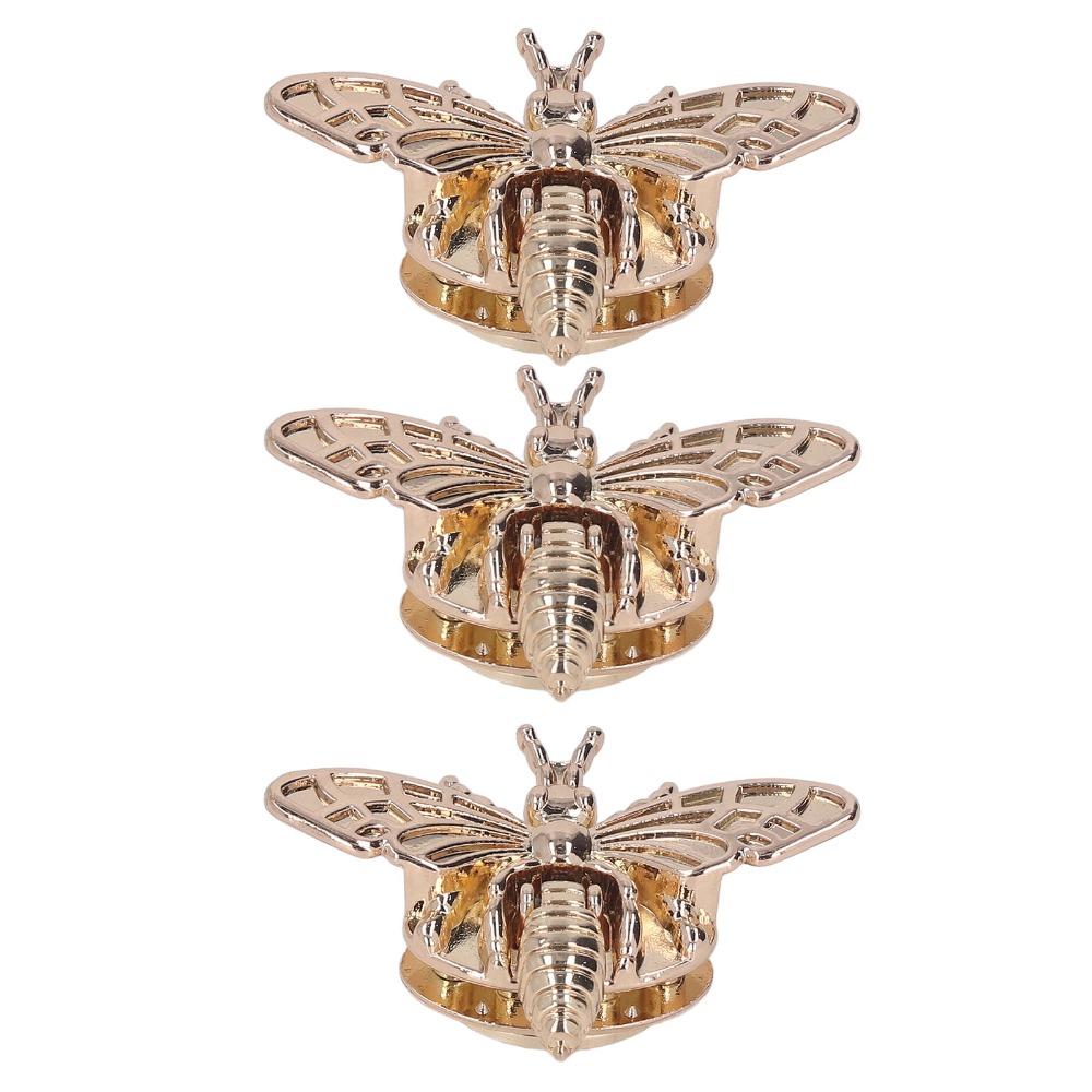 3 шт. Аксессуары для багажа Светло-золотая застежка Поворотный замок Вращающийся 3D-пчела Застежка для кошелька Замок для сумки из сплава Изготовление сумок-клатчей