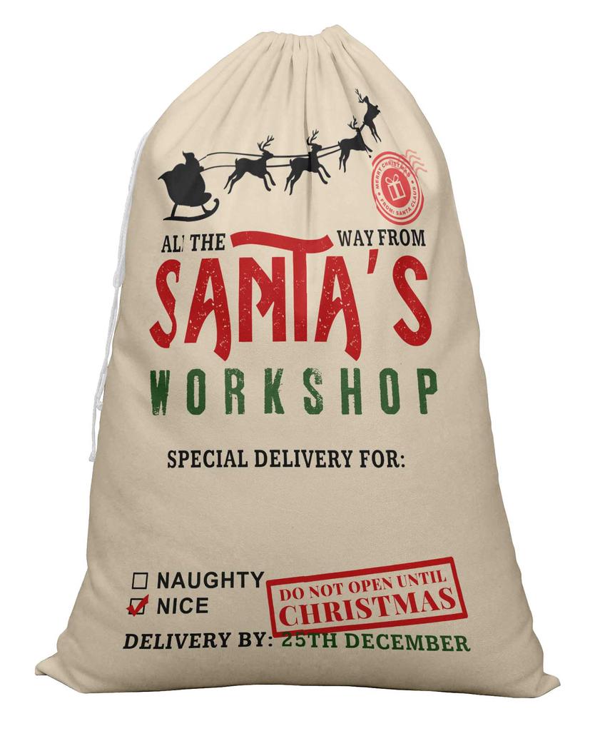 Printtoo Упаковка из 2 шт., сумки для хранения рождественских подарков, большой подарочный мешок Санты с завязкой на рождественской вечеринке 27x20 дюймов