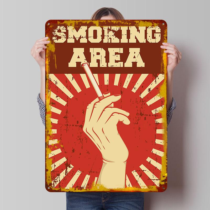 Курительная зона Металлическая табличка Постер Индивидуальное настенное искусство Ретро Винтажные Металлические Знаки для Мужской Комнаты Декор Гаража Декор