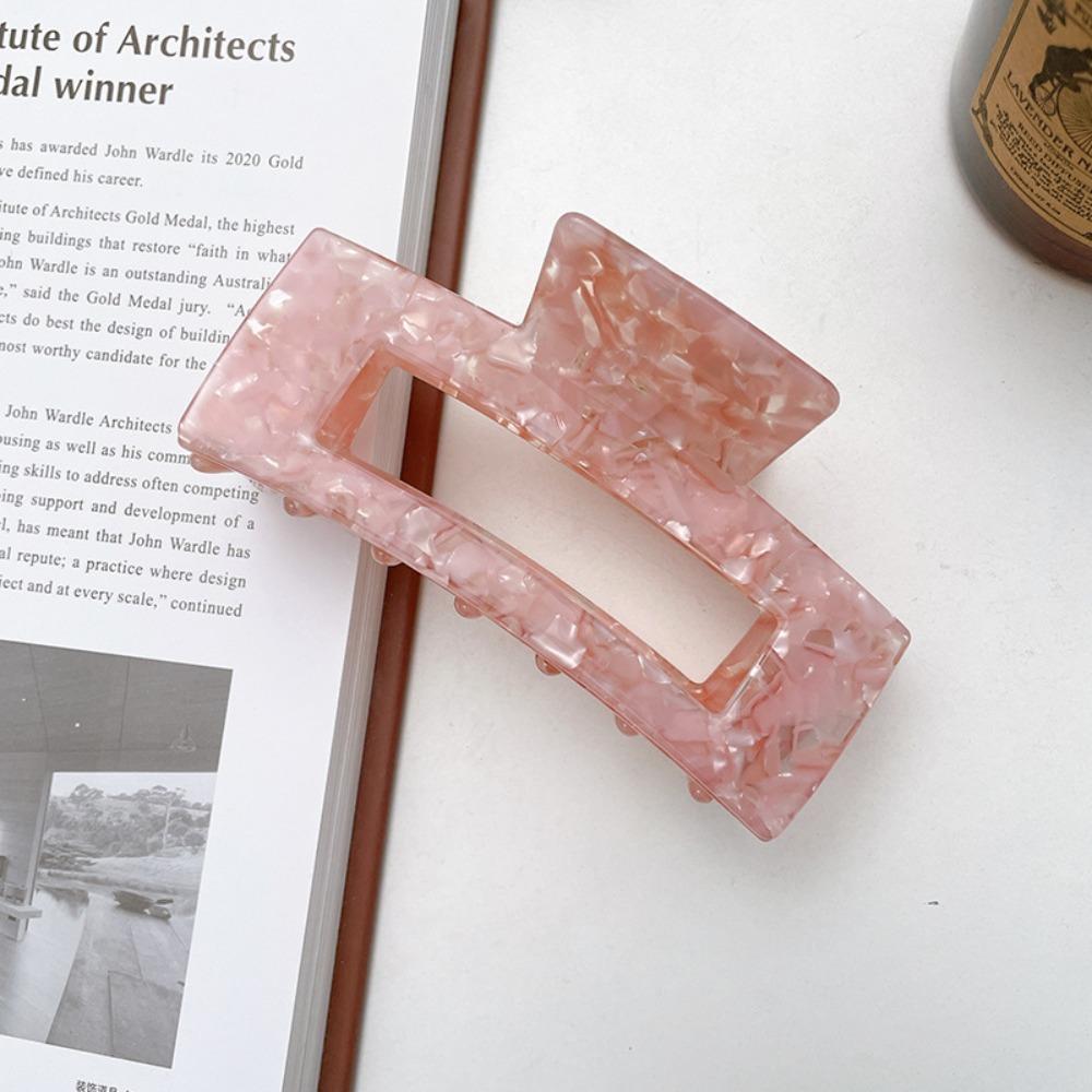 French Style Acetic Acid Hair Clip Colorful Shark Clip Rectangular Hollow Hair Claw  Female