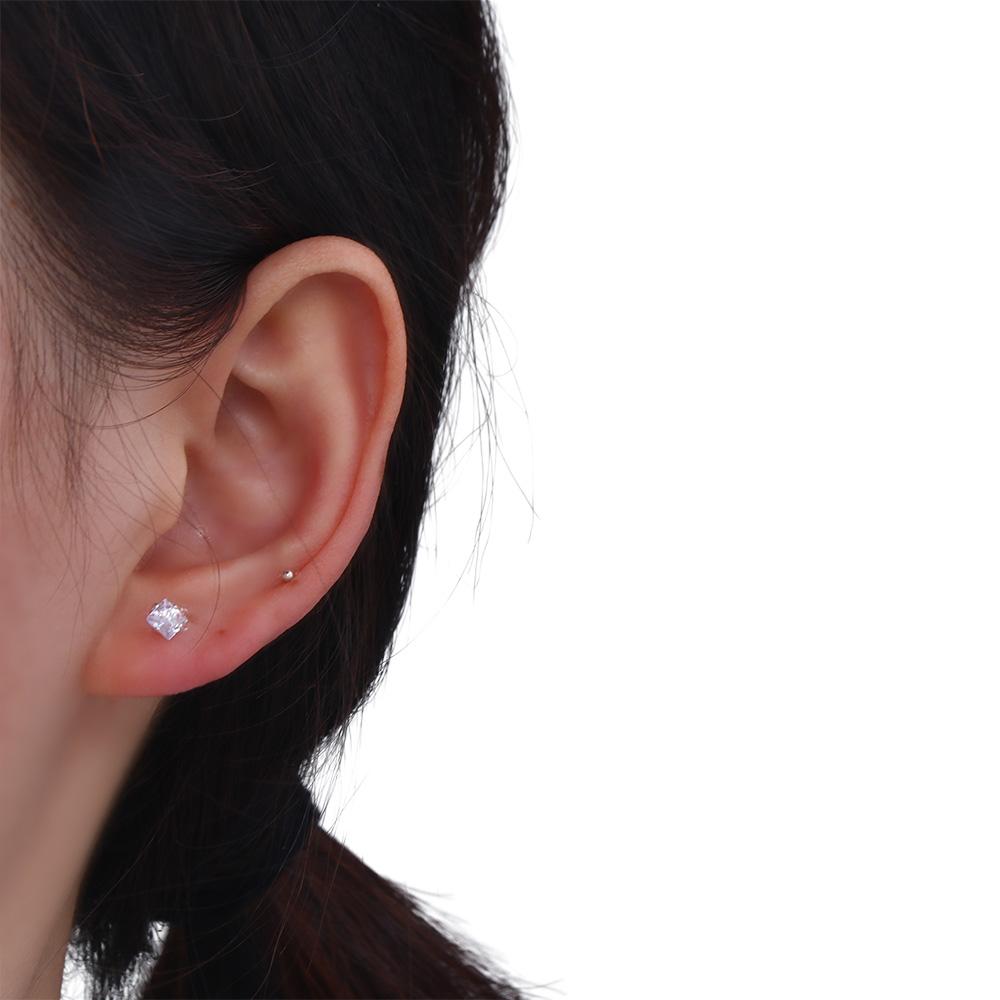 Simple Exquisite Shiny Korean Style Earrings Women Jewelry Square Stud Earrings Zircon Earrings