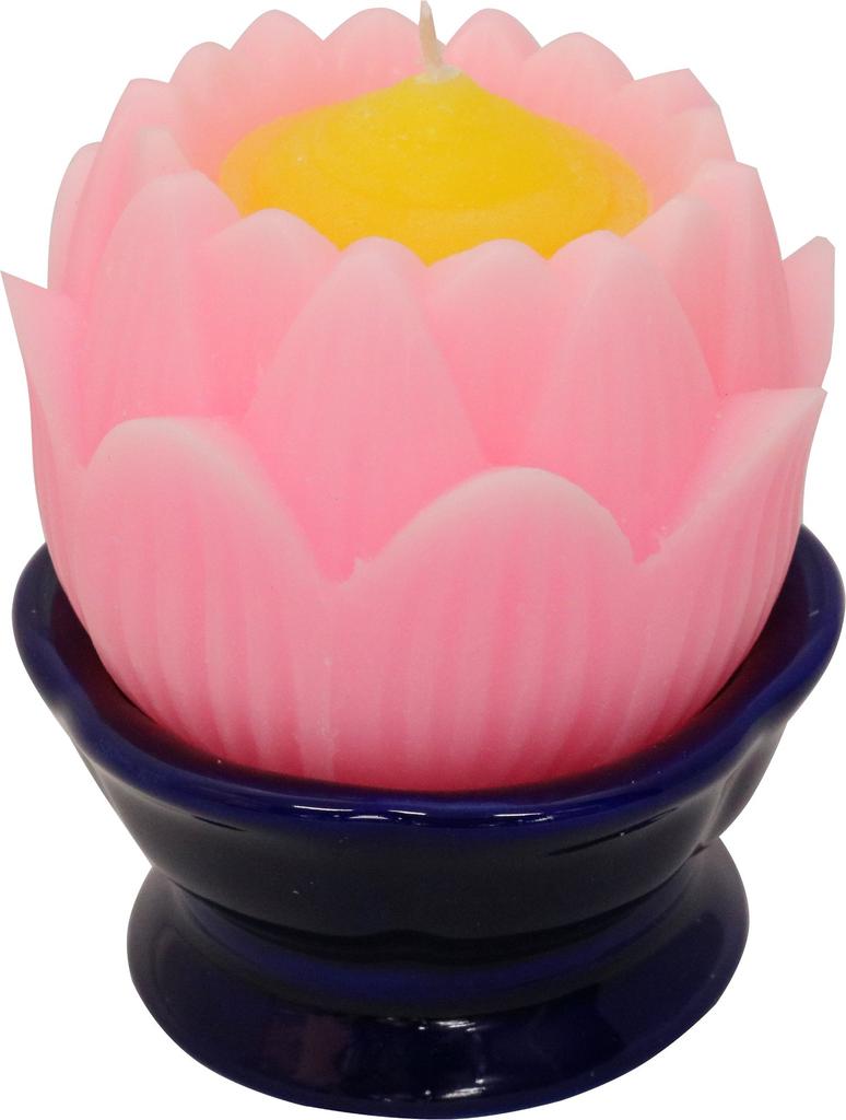 Nihon Candle Lotus Candle with Stand, Pink