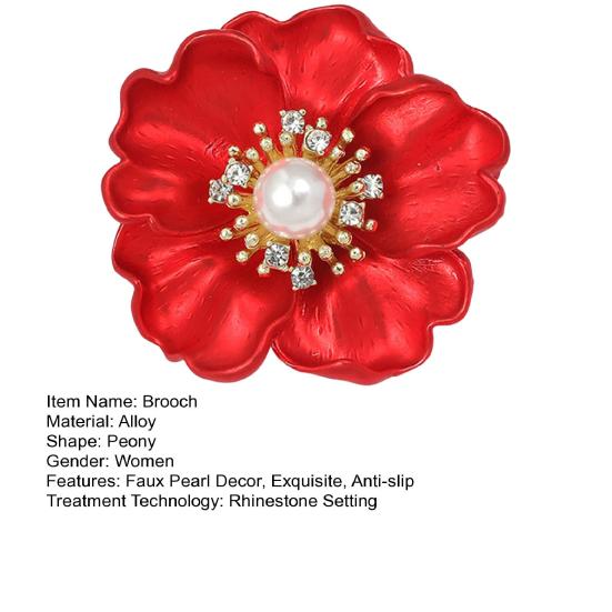 Женская брошь в форме пиона, искусственный жемчужный декор на плечах, противоскользящая сумка со стразами, костюм, воротник пальто