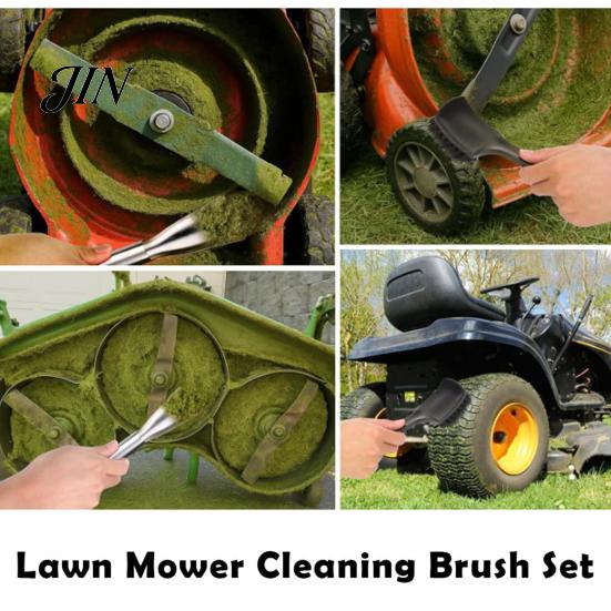 Outdoor Equipment Cleaner 3Pcs/Set Lawnmower Deck Scraper Brushes, Lawn Mower Cleaning Tools Tool Kit, Brushes for Decks Tires Tough Soft Bristle