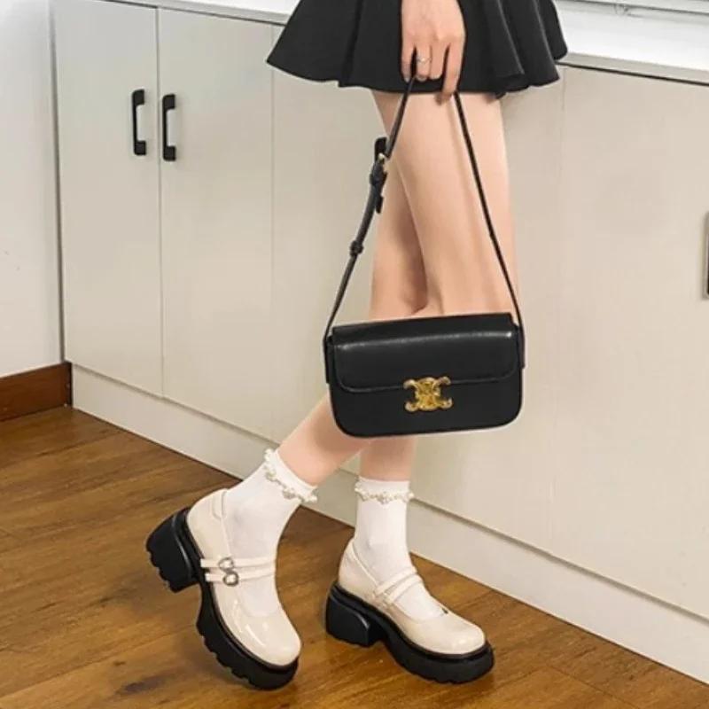 Fashion 2024 Brand Ladies Shoes Mary Janes Women's High Heels Fashion Buckle Strap Dress Pumps Women Hot Sale Round Toe Heels Women