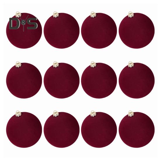 12Pcs Christmas Balls Decorations Xmas Tree Flocked Ball Ornaments Plastic Hanging Ball Decor for Home Bar Restaurant